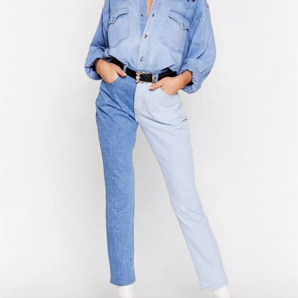 Nasty Gal mom jeans size 4, 2 tone